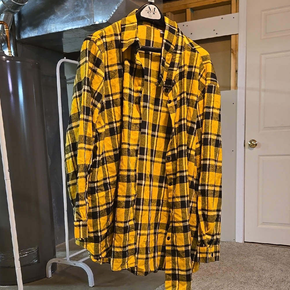 Yellow and Black Plaid Shirt